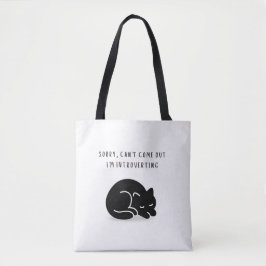 Bolso De Tela Cota Personalizada Gato Negro Estoy Introvirtiendo