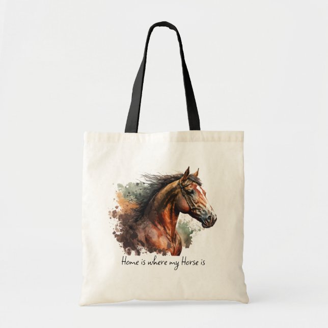 Bolso De Tela Cotización de caballos Personalizado de acuarela F (Frente)