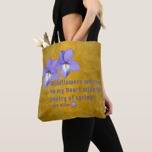 Bolso De Tela Cotización de flores silvestres con violeta de pie