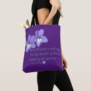 Bolso De Tela Cotización de flores silvestres con violeta de pie