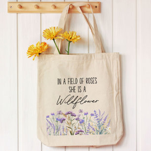 Bolso De Tela Coto de flores silvestres púrpuras al agua Jardín