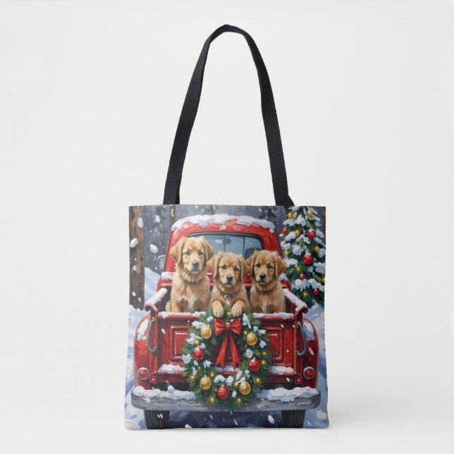 Bolso De Tela Coton de Tulear Christmas Red Truck Holiday (Anverso)