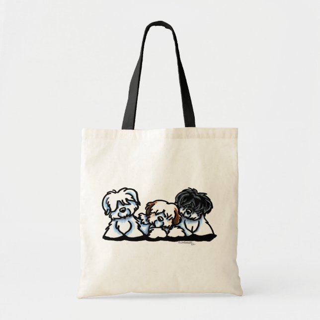 Bolso De Tela Coton De Tulear Trio (Frente)