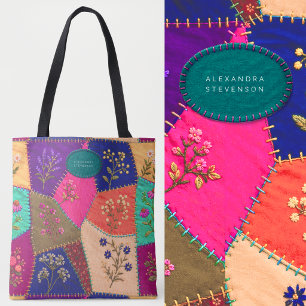 Bolso De Tela Cottagecore Floral Bordado Parcheado Embroidered 