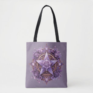 Bolso De Tela Coven Essentials Tote Bag - Diseño pentáculo púrpu