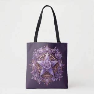 Bolso De Tela Coven Essentials Tote Bag - Diseño pentáculo púrpu