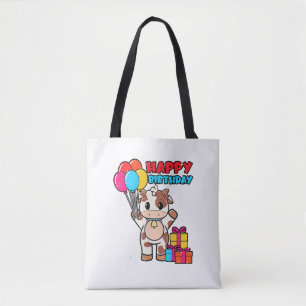 Bolso De Tela Cow Birday Balloon Thatleman Farmer Cute B