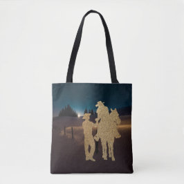 Bolso De Tela Cowboy Cowgirl Horse Romántico Moonlight Toag