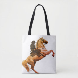 Bolso De Tela Cowboy Riding a White Horse on a Shoulder
