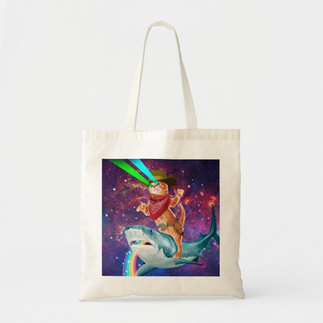 Bolso De Tela Cowboy un tiburón lanzando un arcoiris (Frente)