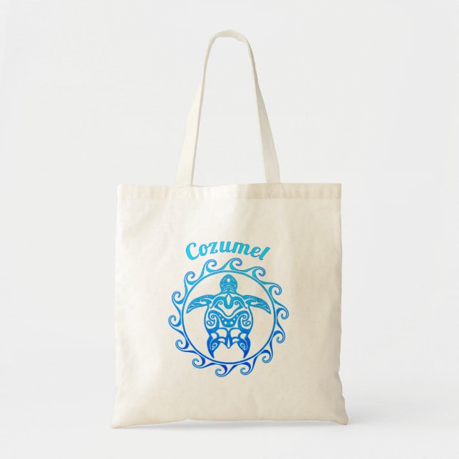 Bolso De Tela Cozumel de tortuga tribal azul oceánica (Frente)
