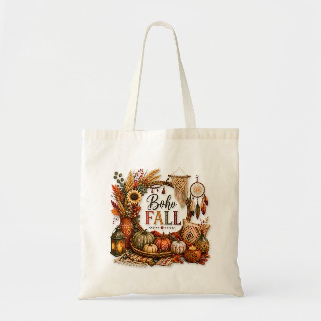 Bolso De Tela  Cozy Boho Fall / Bohemio Acogedor (Frente)