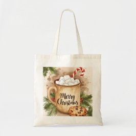 Bolso De Tela Cozy cocoa merry Christmas holly cookie festive 