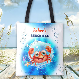 Bolso De Tela Crab Blue Boy Pool Beach Nombre personalizado