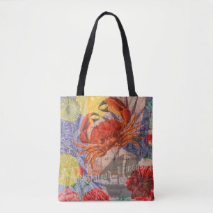 Bolso De Tela Crab Nautical Beach Art