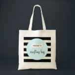 Bolso De Tela Crafting Tote Bag<br><div class="desc">Esta bolsa de tocador presenta un diseño de pancartas verde menta sobre un fondo rayado en blanco y negro. Personalice esta bolsa con su nombre o hágalo en una bolsa que se ajuste a sus necesidades.</div>