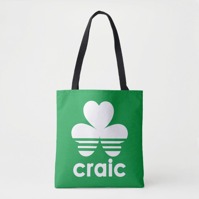 Bolso De Tela Craic Three Stripes St Patricks Day Shamrock irlan (Anverso)