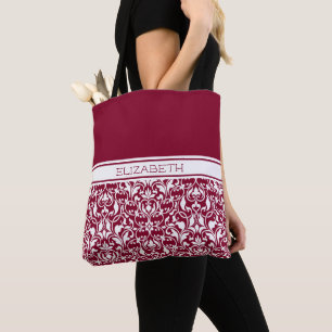 Bolso De Tela Cranberry de moda y Damasco blanco personalizado