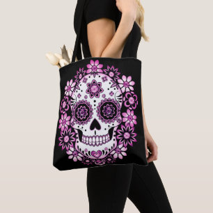 Bolso De Tela Cráneo de azúcar morado
