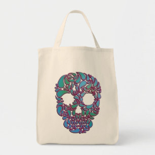 Bolso De Tela Cráneo de caramelo en azul, verde y rosa