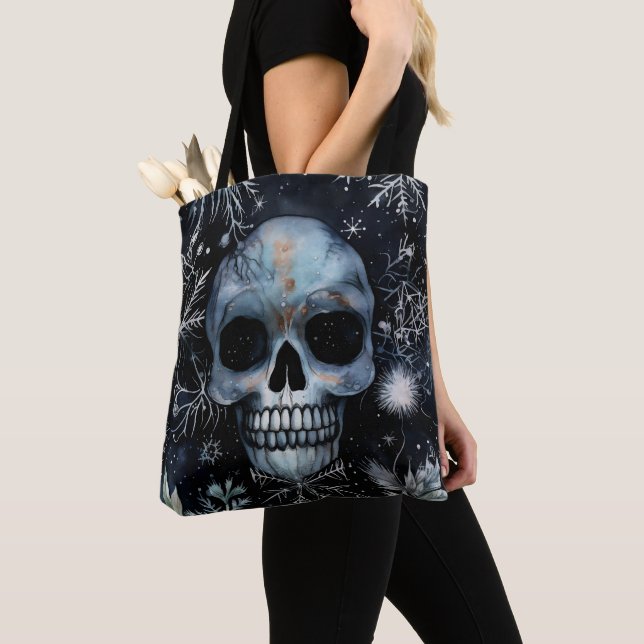 Bolso De Tela Cráneo de Navidades Góticos y Sombríos (Detalle)