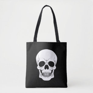 Bolso De Tela Cráneo Espeluznante de Halloween en Blanco y Negro