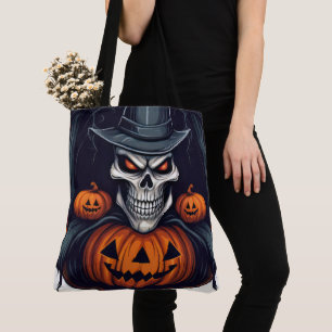 Bolso De Tela Cráneo espeluznante y linternas Jack-o