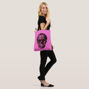 Bolso De Tela Cráneo negro y rosa