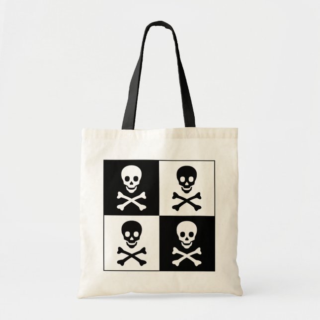 Bolso De Tela Cráneo y bandera pirata (Frente)