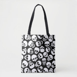 Bolso De Tela Cráneos en modelo negro del fondo