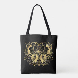 Bolso De Tela Cráneos negros y falsos del oro