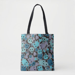 Bolso De Tela Cráneos, y corazones en el fondo negro 2