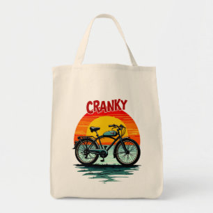 Bolso De Tela Cranky Biker Tee: Viejo atardecer y bicicleta sin 