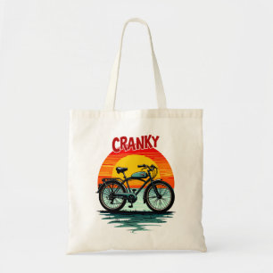 Bolso De Tela Cranky Biker Tee: Viejo atardecer y bicicleta sin