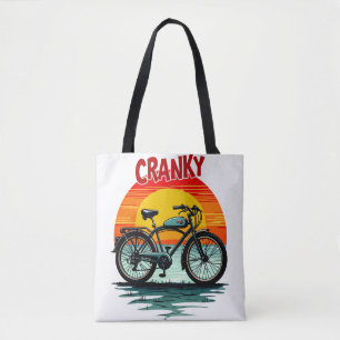 Bolso De Tela Cranky Biker Tee: Viejo atardecer y bicicleta sin 