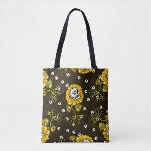 Bolso De Tela Cránulos de girasol: Patrón único sin foco.