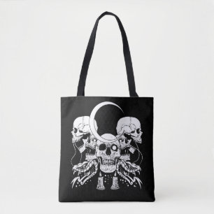 Bolso De Tela Cránulos espeluznantes Crescent Gothic Moon Witch