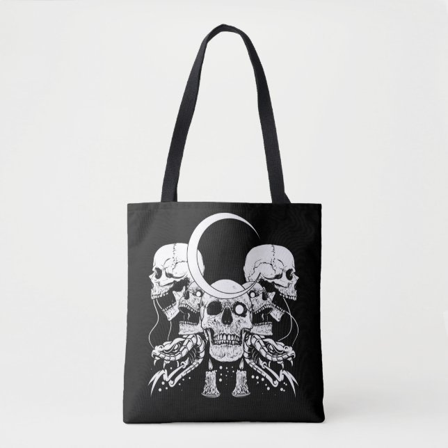 Bolso De Tela Cránulos espeluznantes Crescent Gothic Moon WitchS (Anverso)