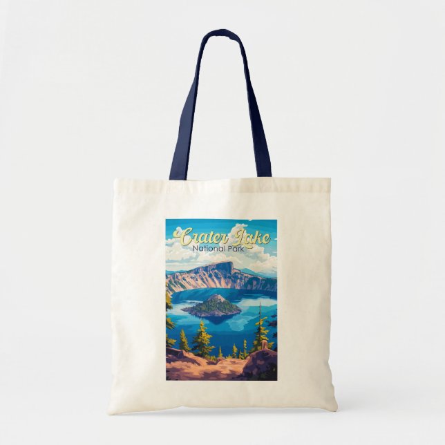 Bolso De Tela Crater Lake National Park Ilustracion Travel Art (Frente)