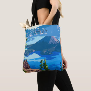 Bolso De Tela Crater Lake Oregon Vintage Art Ilustracion de viaj