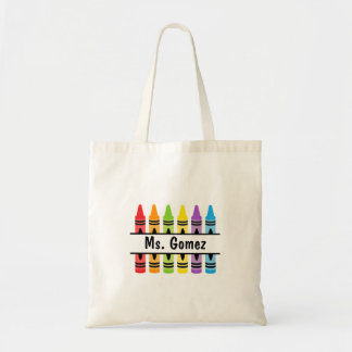 Bolso De Tela Crayon Teacher's Name Shopping Tote Bag