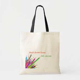 Bolso De Tela Crayones arcoiris maestro de jardín de infancia r