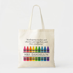 Bolso De Tela Crayones arcoiris maestro de jardín de infancia re