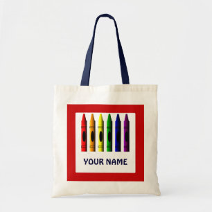 Bolso De Tela Crayons Name Template Crayon Red Tote Bag