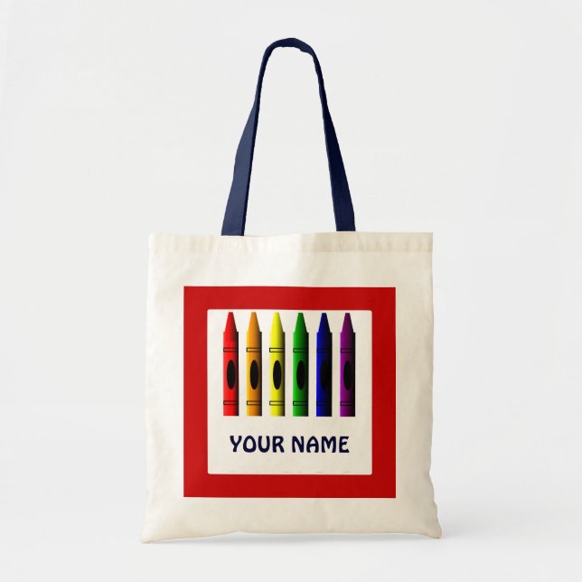 Bolso De Tela Crayons Name Template Crayon Red Tote Bag (Frente)