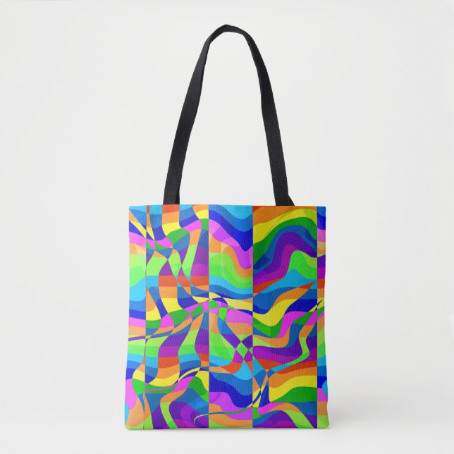 Bolso De Tela Crazy Abstract Rainbow Neon (Anverso)