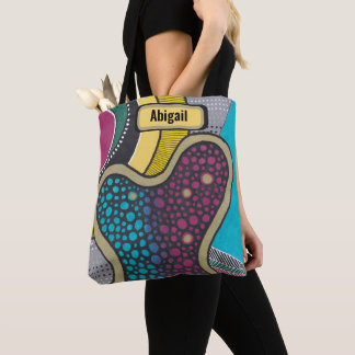 Bolso De Tela Crazy brillante ameba, doodle art, su nombre