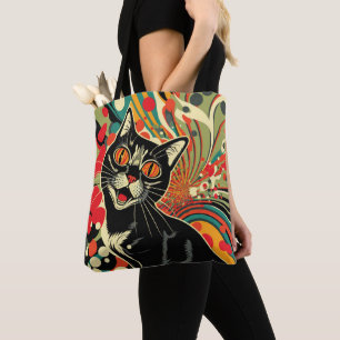 Bolso De Tela Crazy Cat