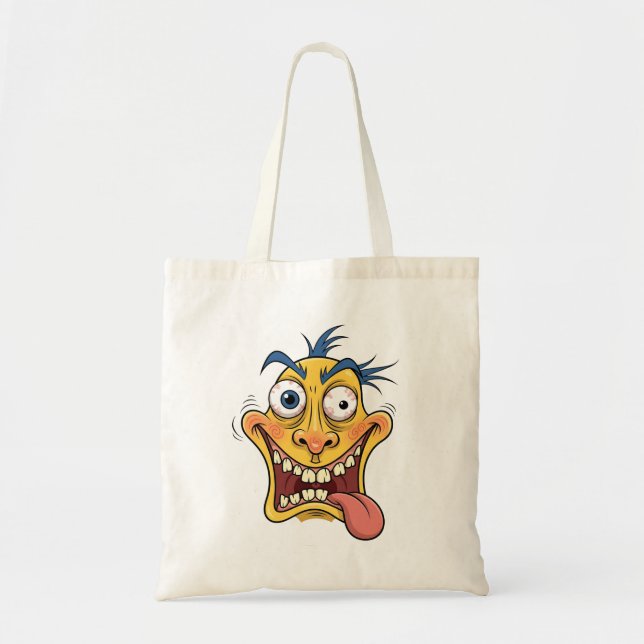 Bolso De Tela Crazy Face Tote Bag - Quirky Personalizado Charact (Frente)