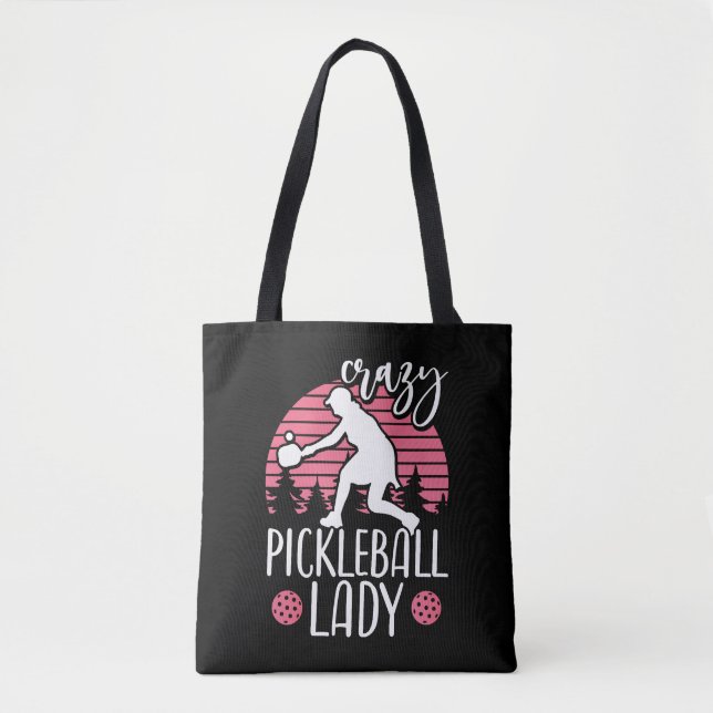 Bolso De Tela Crazy Pickleball Lady Pickleball (Anverso)